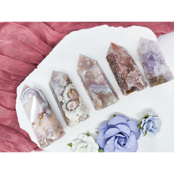 Flower Agate Amethyst Crystal Towers New Beginnings - Picture 8 of 9